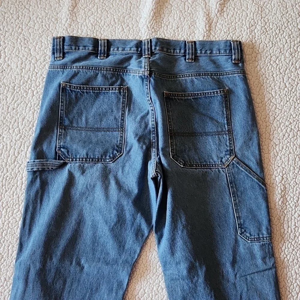 Blue Mountain high rise wide leg distressed medium blue acid washed jeans